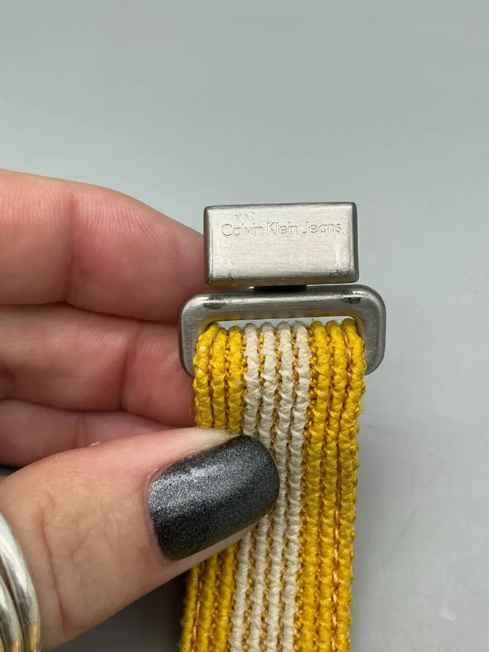 Calvin Klein Jeans Commerce Root Mens Watch Silver Tone Yellow New Battery